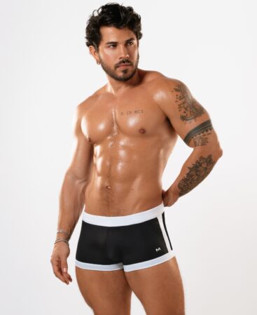 BAÑADOR BOXER COZY NEGRO/BLANCO