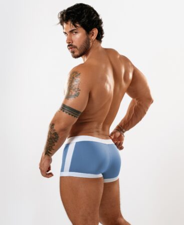 BAÑADOR BOXER COZY CELESTE/BLANCO